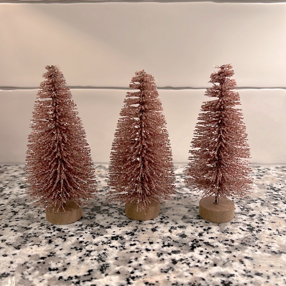 Pink Glitter Bottle Brush Trees